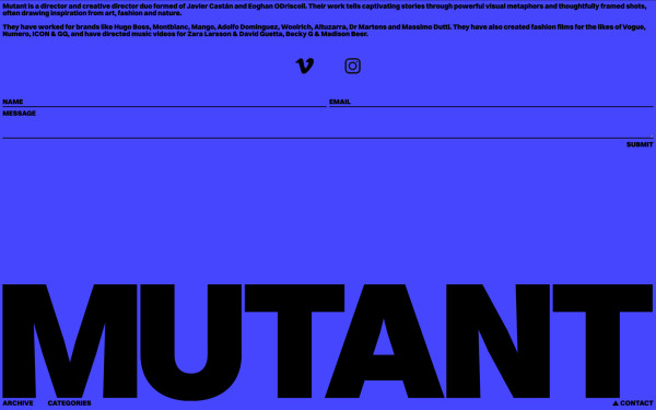 MUTANT website screenshot