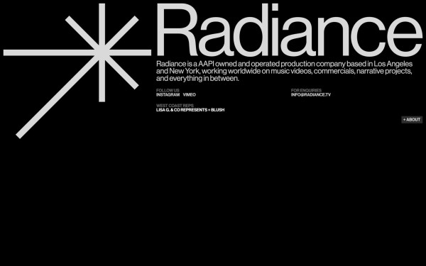 Radiance website screenshot