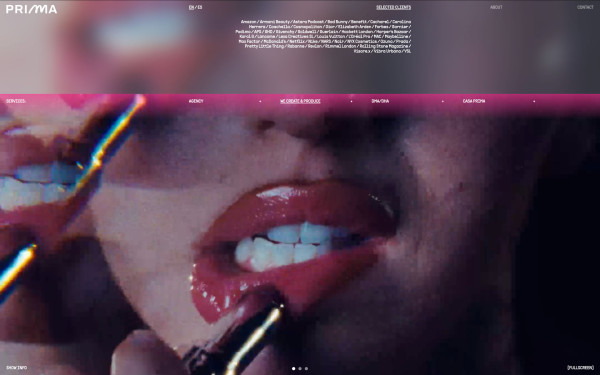Prima website screenshot